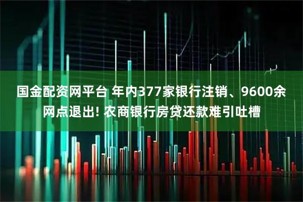 国金配资网平台 年内377家银行注销、9600余网点退出! 农商银行房贷还款难引吐槽